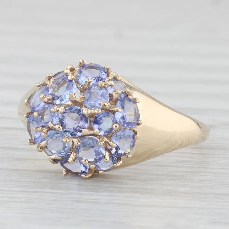 luxury engagement rings for women-1.50ctw Tanzanite Cluster Ring 10k Yellow Gold Size 7.75