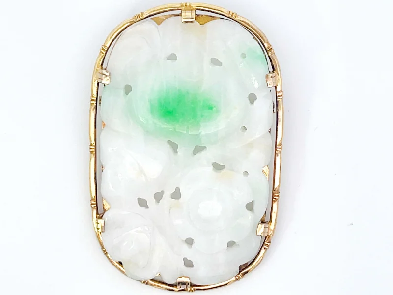 small brooches for women-Mings Hawaii Rectangular White and Green Jade Brooch