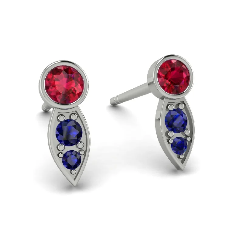 elegant drop earrings for women-Bezel Ruby Earrings In Pear Shaped - Aniya No. 72