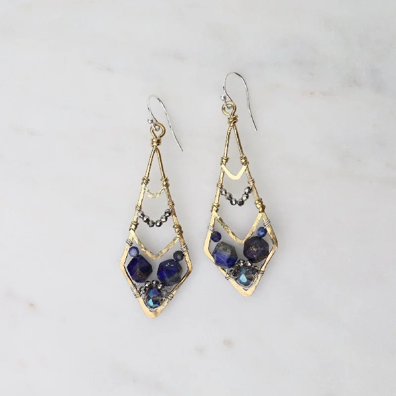 silver drop earrings for women-Blue Sky Kite Earrings