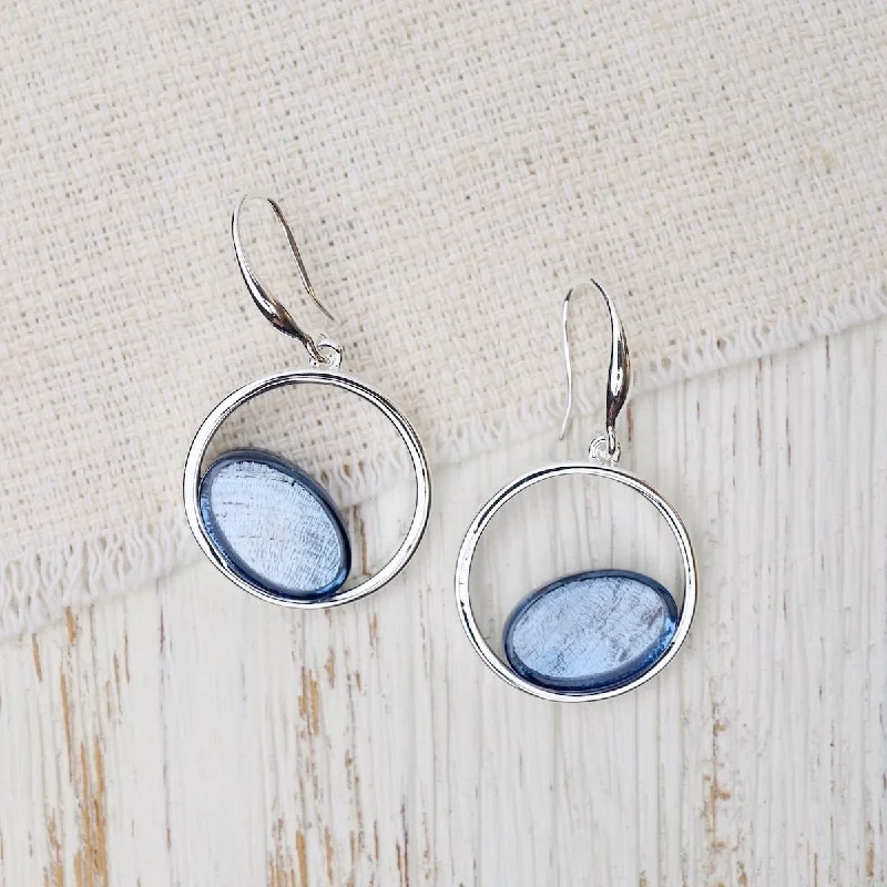 birthday earrings for women-Blue Shiny Pen Earrings