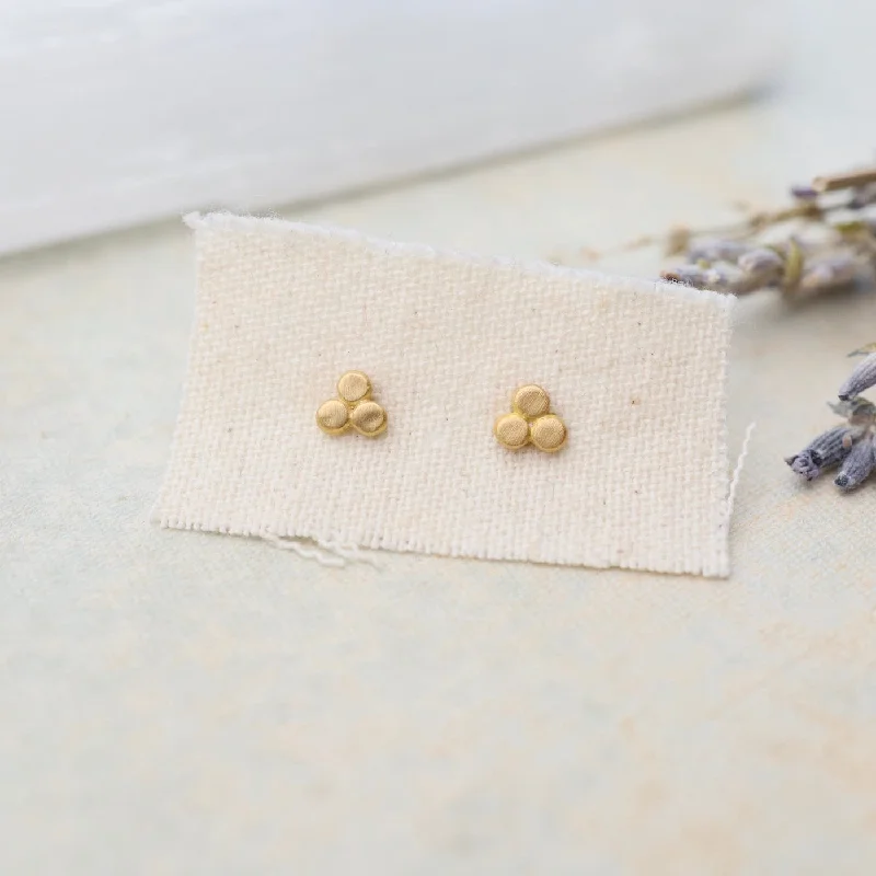 gold stud earrings for women-22k Trio Charm Stud Earrings