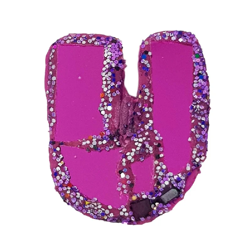 vintage pin brooches for women-LETTER U -  PURPLE BROOCH