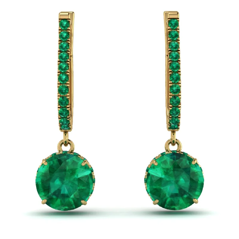 small earrings for women-Emerald Dangle Earrings With Hidden Halo - Adaline No. 19