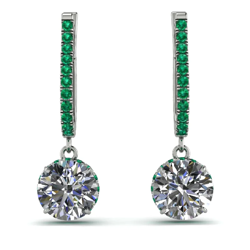 geometric stud earrings for women-Diamond Dangle Earrings With Hidden Halo - Adaline No. 18