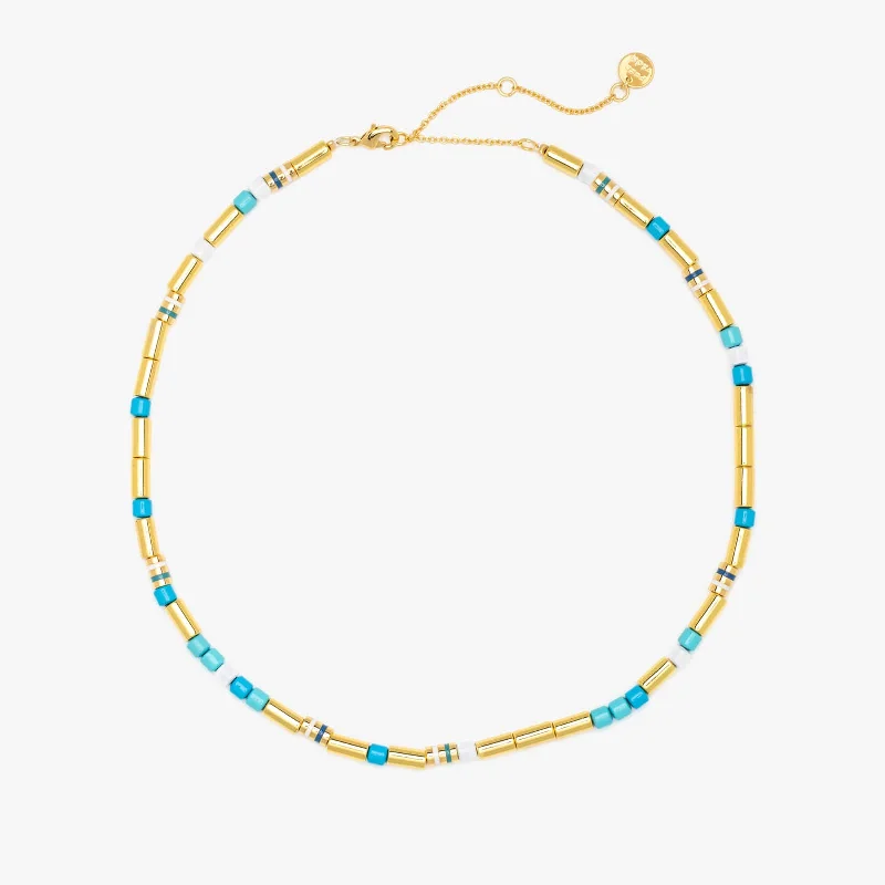 classic necklaces for women-World Water Day Mixed Bead Choker