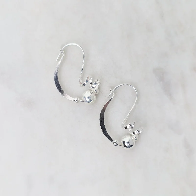 modern earrings for women-Coil with Balls Pass Through Hoop Earrings