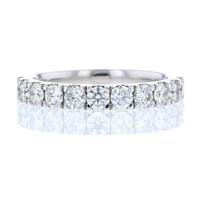 unique halo engagement rings for women-One Carat Diamond Straight Band