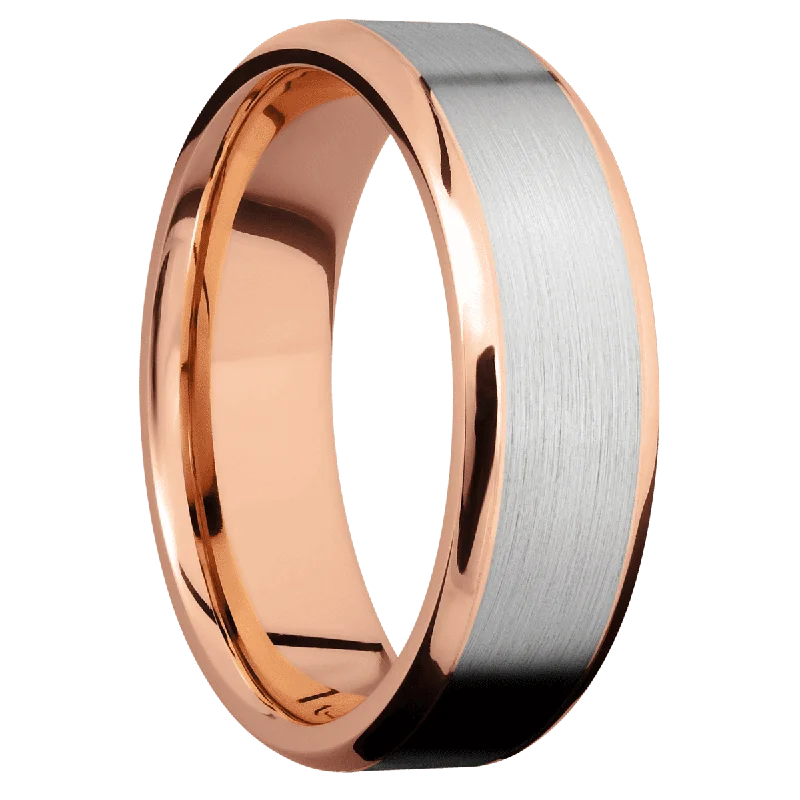 high-quality engagement rings for women-14K Rose Gold with Polish , Polish Finish and 14K White Gold Inlay