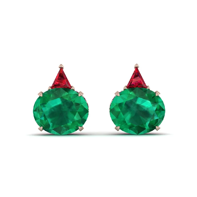 cubic zirconia earrings for women-Hidden Halo Emerald Earrings - Rosalie No. 50