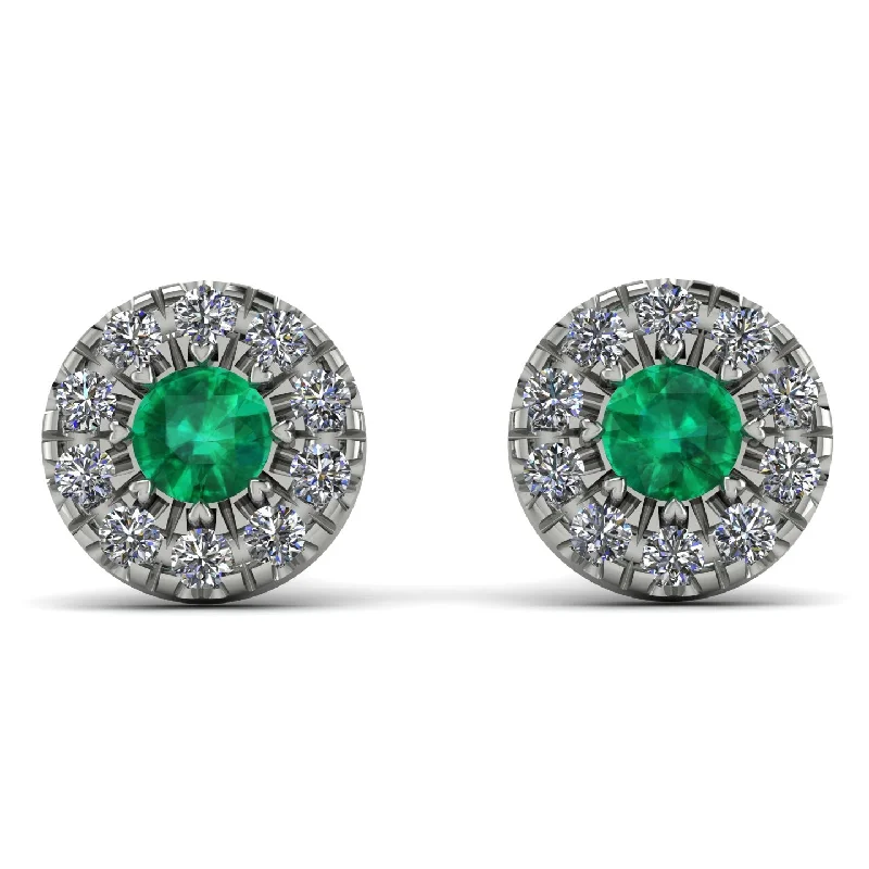 crystal earrings for women-Halo Emerald Earrings - Heaven No. 6