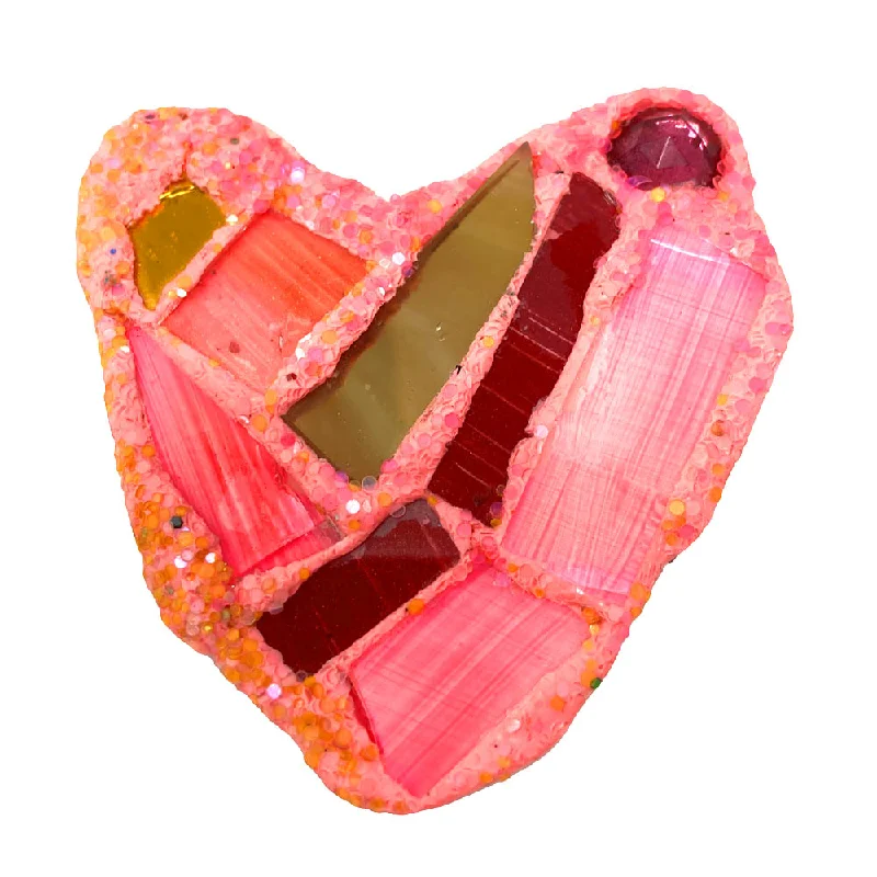 colorful flower brooches for women-PINK HEART BROOCH - F.T.M