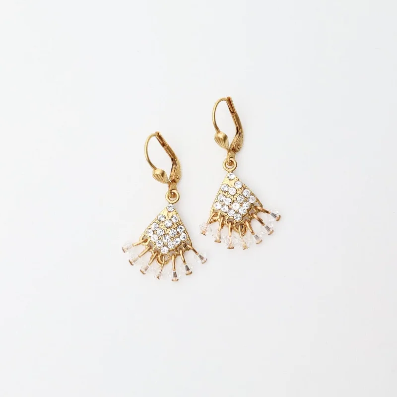 trendy hoop earrings for women-Crystal Lace Fan Earrings