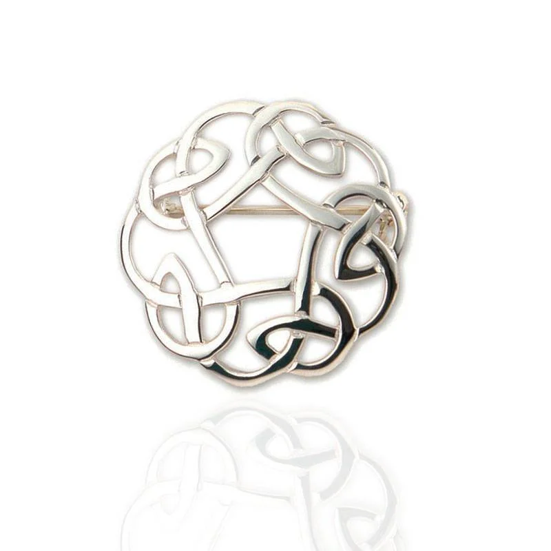 bohemian brooches for women-Celtic Knotwork Brooch In Silver