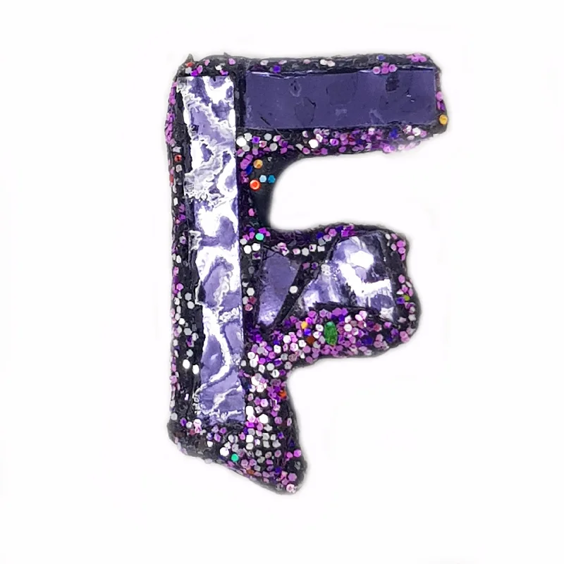 butterfly pin brooches for women-LETTER F - PURPLE BROOCH