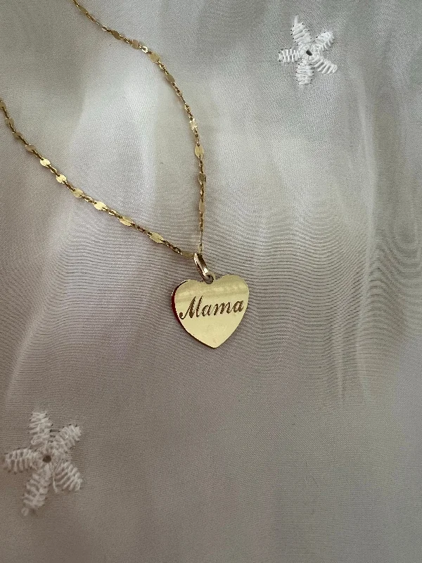 delicate gold necklaces for women-Mama heart charm