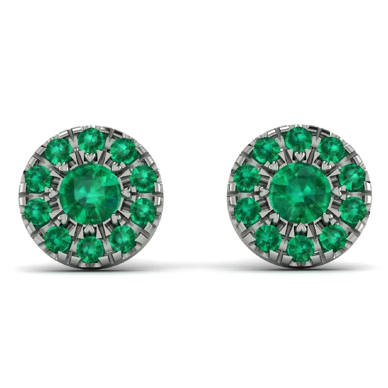 luxury gold earrings for women-Halo Emerald Earrings - Heaven No. 21