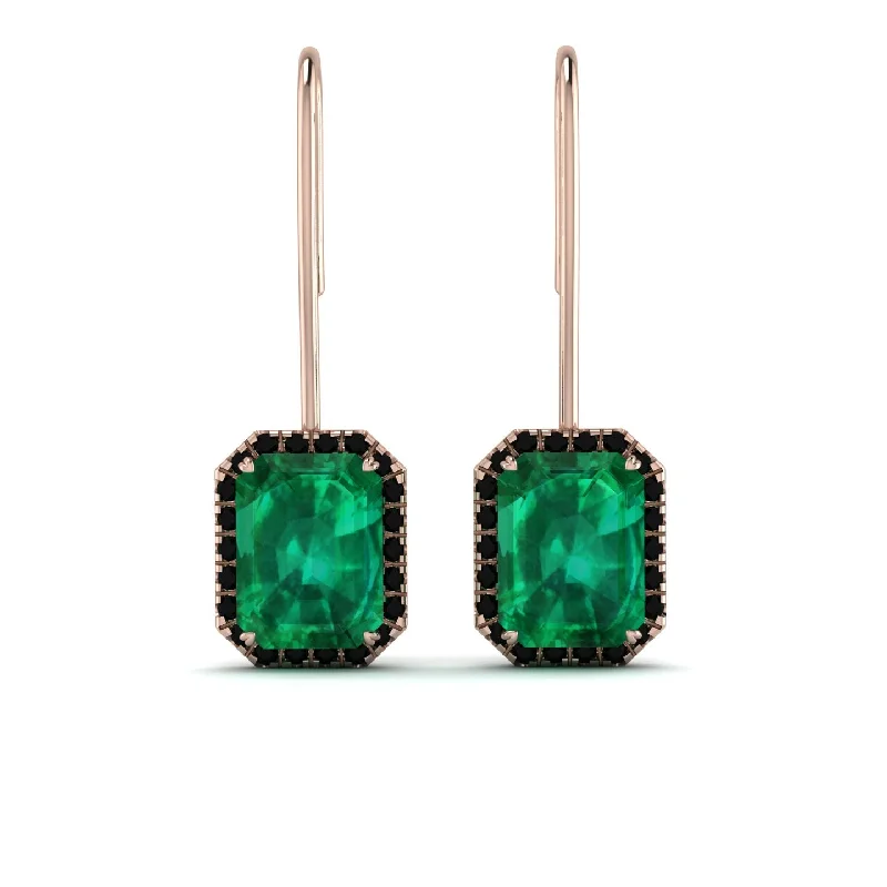 animal print earrings for women-Halo Emerald Cut Emerald Earrings - Izabella No. 35