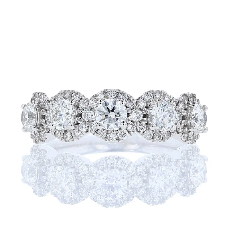 round diamond engagement rings for women-Round Halo Diamond Band