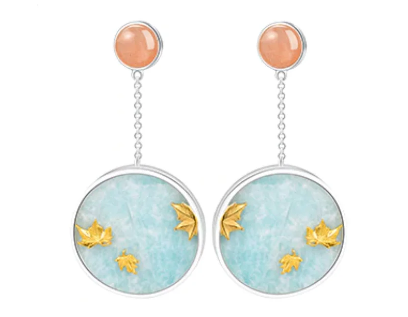 classic stud earrings for women-Maple Leaves Amazonite Earring