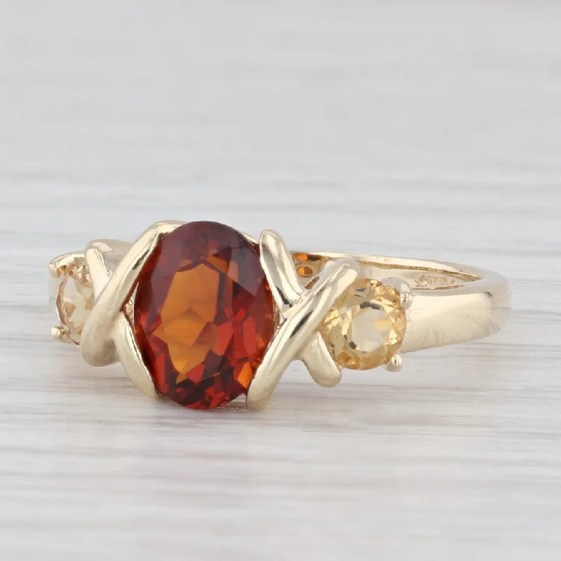 side stone engagement rings for women-1.60ct Maderia Citrine Ring 14k Yellow Gold Size 7.25