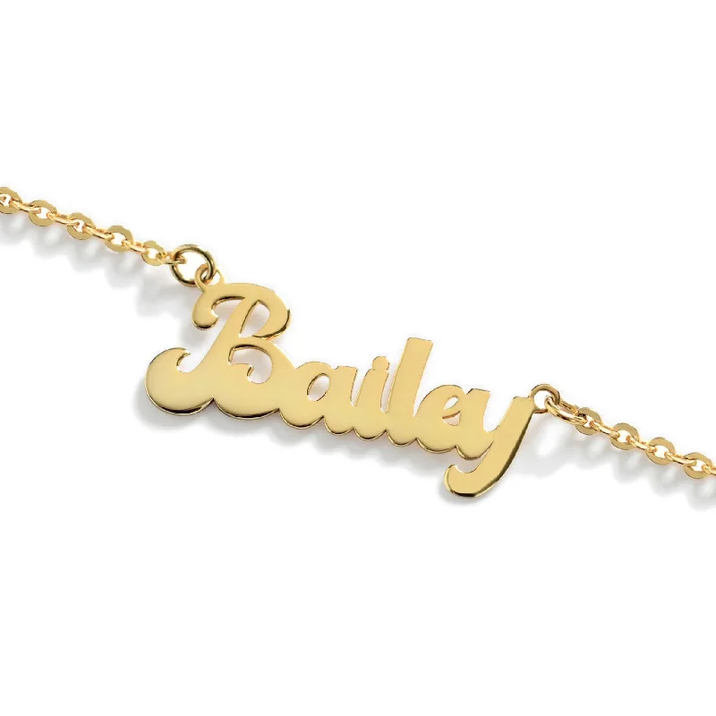 boho necklaces for women-Bubble Script Nameplate