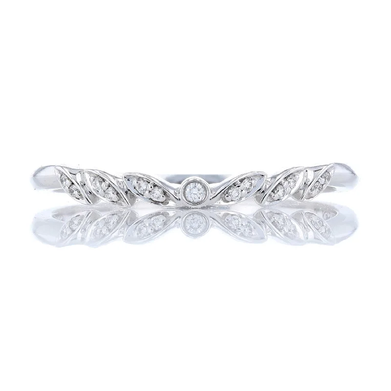 vintage style engagement rings for women-Diamond Contour Nature Inspired Band