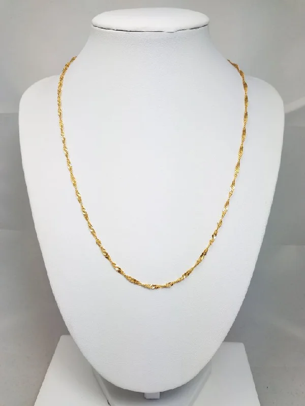 gemstone necklaces for women-Luxurious Solid 21k Yellow Gold 18.5" Singapore Link Chain