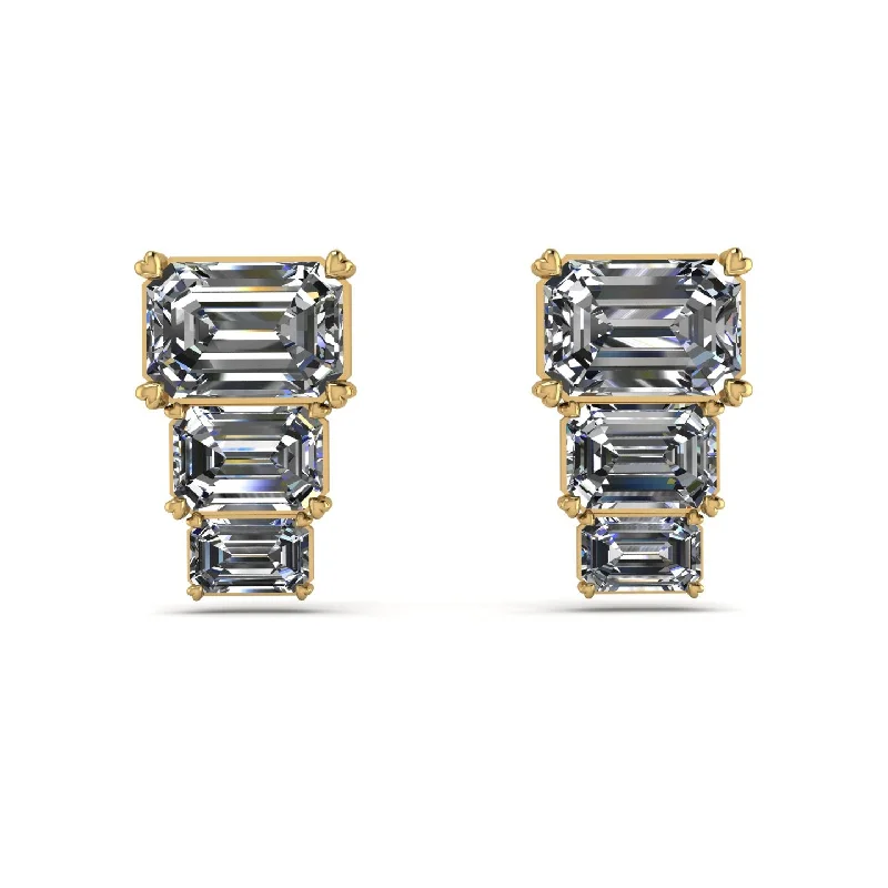 elegant earrings for women-Hidden Diamonds Emerald Diamond Earrings - Briella No. 1