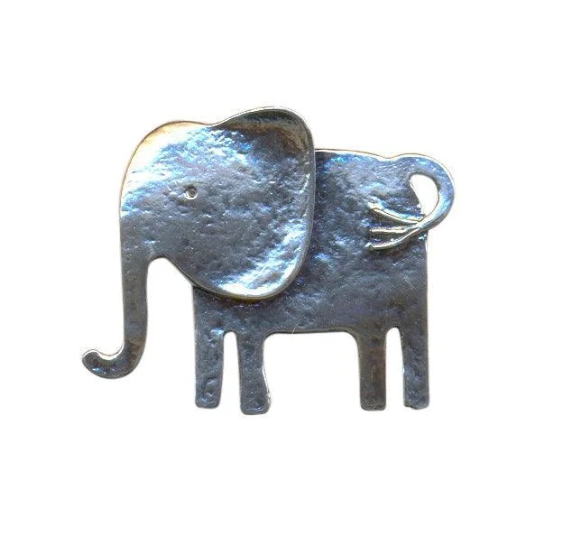 handmade gemstone brooches for women-Silver Textured Elephant Brooch