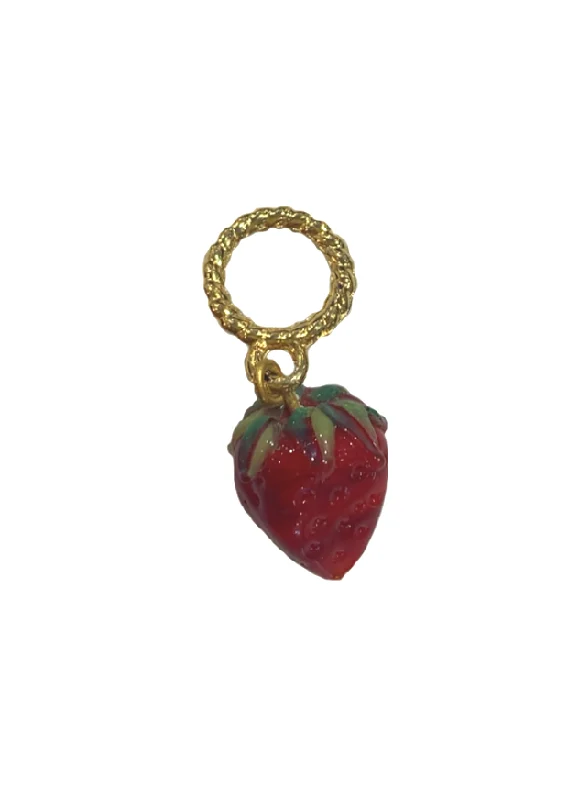 pearl drop necklaces for women-Fruit Glass Charm - Strawberry