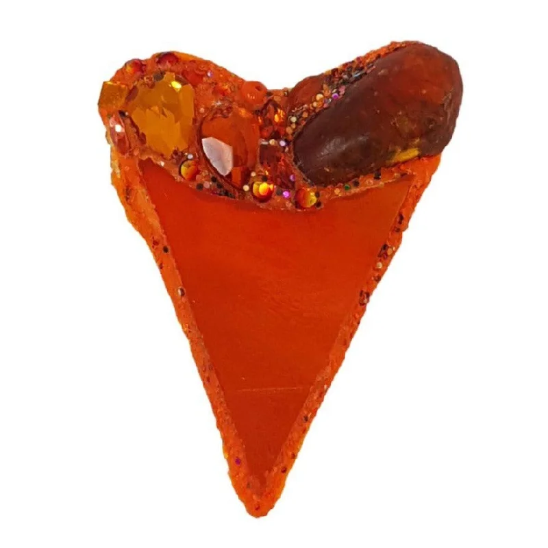 colorful brooches for women-ORANGE HEART BROOCH - LOVE