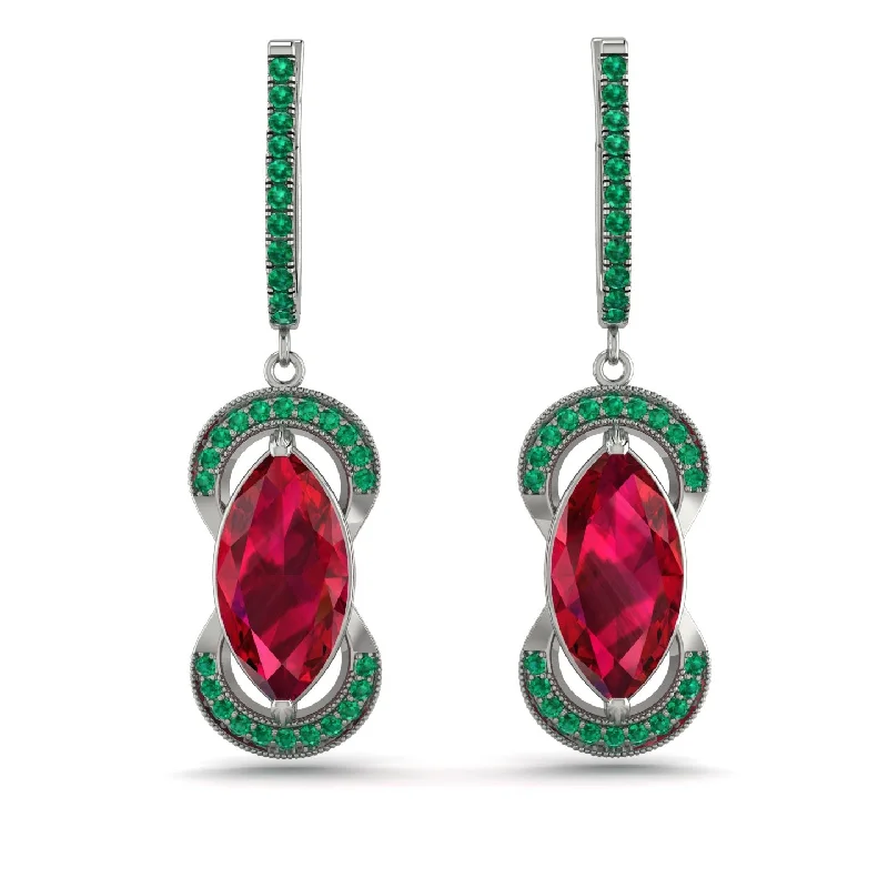 dainty earrings for women-Marquise Vintage Ruby Earrings - Marley No. 27