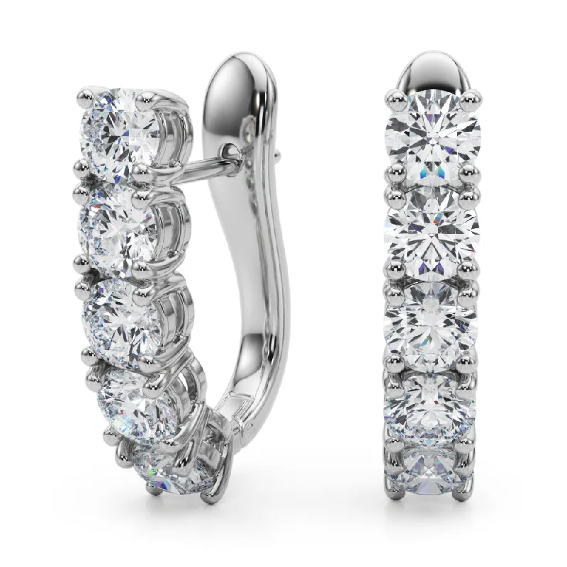 chic earrings for women-14K Omega Back Diamond Earring