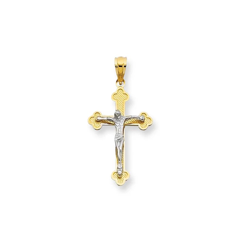 infinity necklaces for women-14K Gold Small Scalloped Edge Crucifix Cross