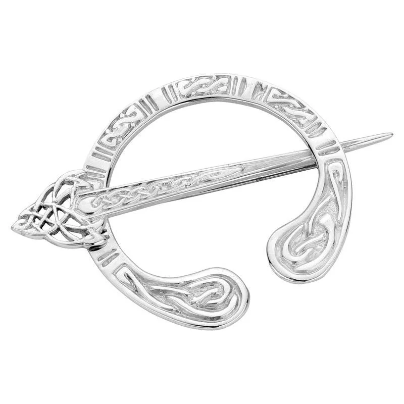 casual pin brooches for women-Celtic Interlace Penannular Brooch In Silver