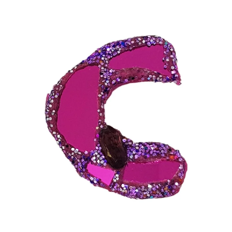 crystal brooches for women-LETTER C -  PURPLE BROOCH