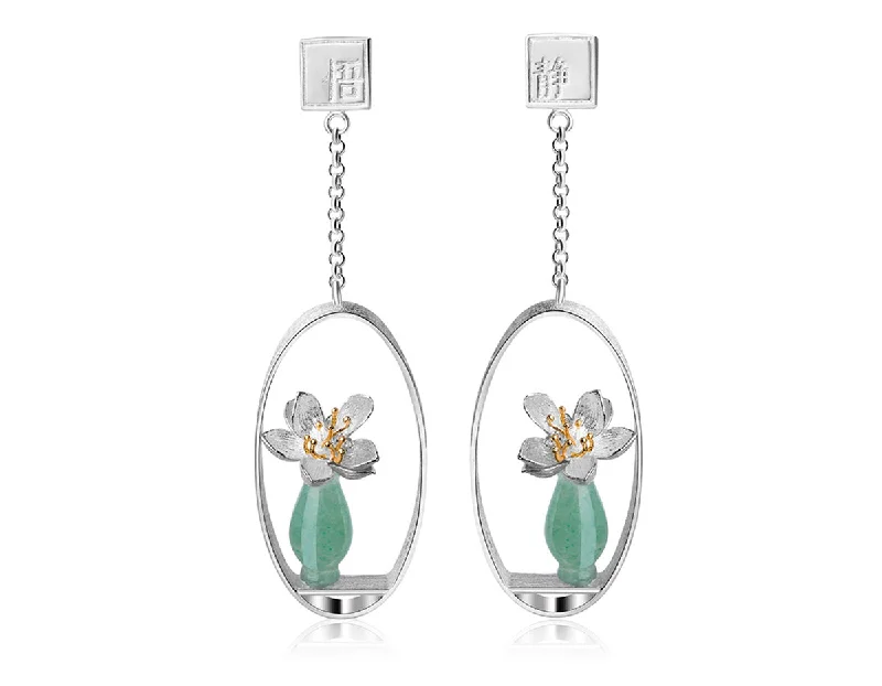 chic hoop earrings for women-Lotus Whisper Vase Earring