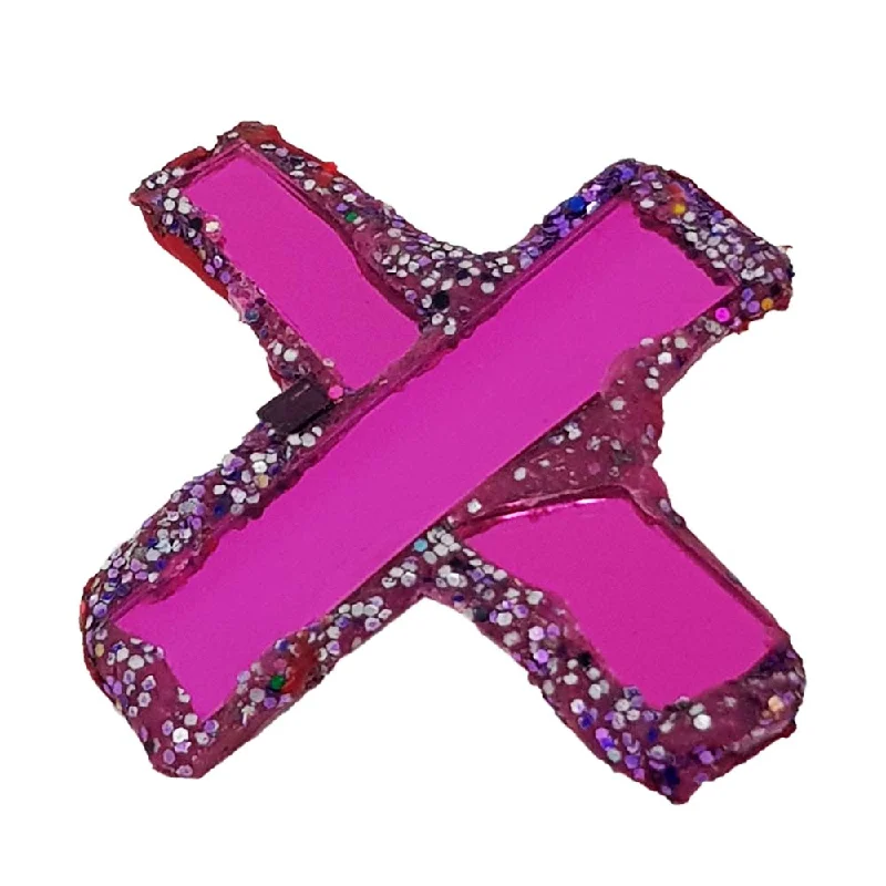 luxury crystal brooches for women-LETTER X -  PURPLE BROOCH