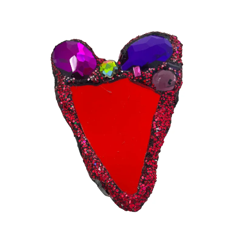 colorful brooches for women-RED & PURPLE CRYSTAL HEART BROOCH, 2023