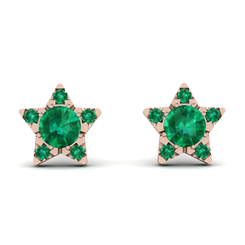 chic earrings for women-Star Halo Emerald Earrings - Zelda No. 20