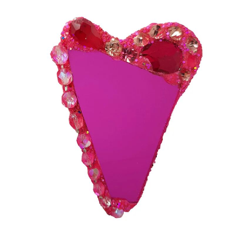 fashionable pearl brooches for women-PINK HEART BROOCH