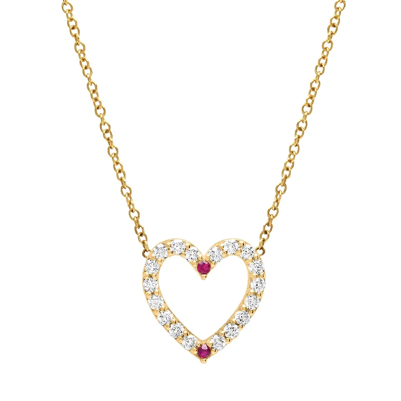 artistic necklaces for women-Diamond & Ruby Heart