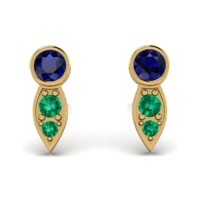 drop earrings for women-Bezel Sapphire Earrings In Pear Shaped - Aniya No. 28