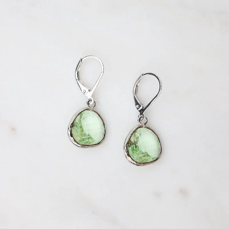 small hoop earrings for women-Sterling Silver Chrysolite Crystal Lever Back Earrings