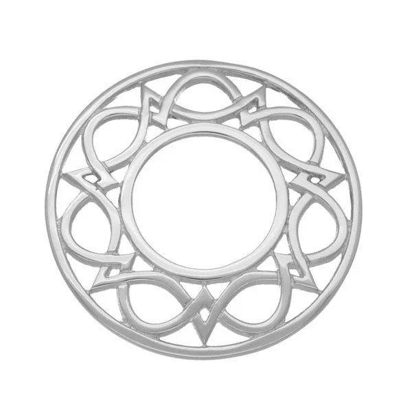 silver gemstone brooches for women-Celtic Interweave Wave Knotwork Brooch in Sterling Silver