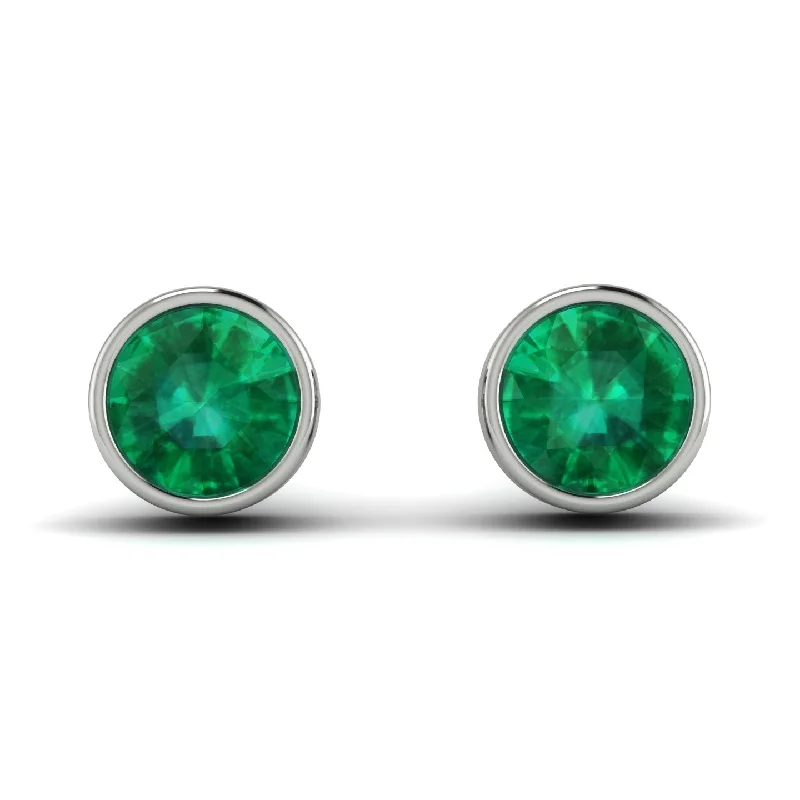 drop earrings for women-Bezel Stud Emerald Earrings - Royal No. 6