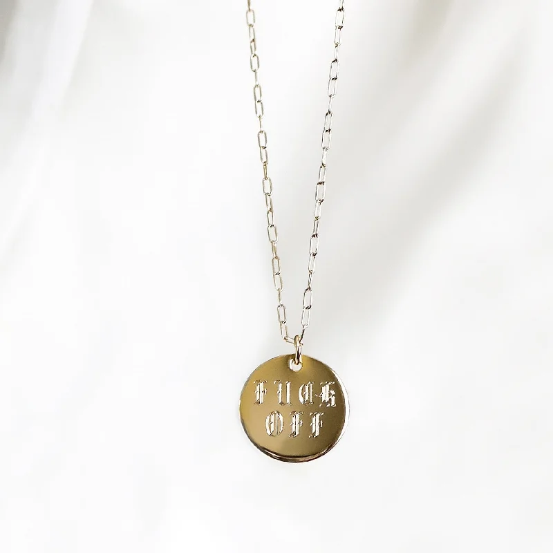 birthstone necklaces for women-NICE THINGS  MANTRA DISC - F*CK OFF