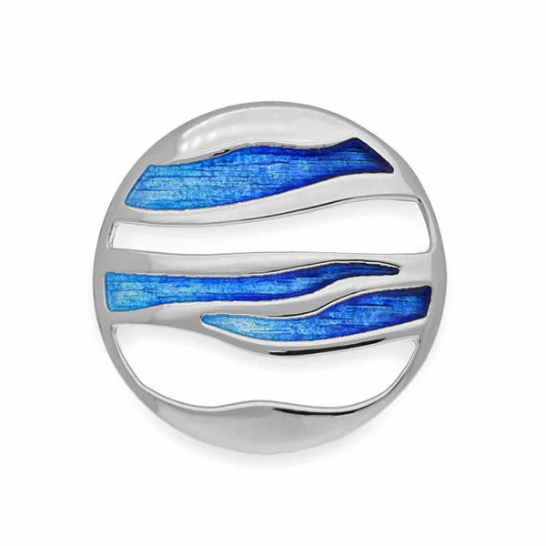 diamond brooches for women-Orbit Enamelled Brooch in Silver