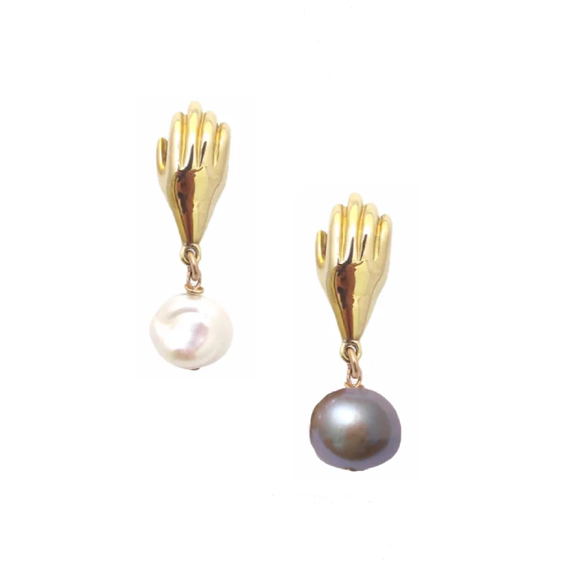 diamond earrings for women-Giving Hand Pearl Drop